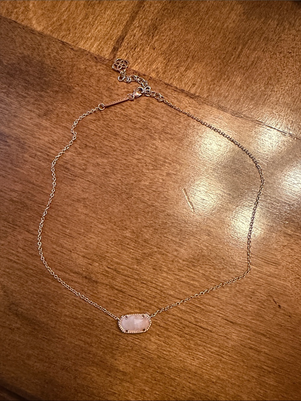 Kendra Scott Rose Gold Necklace with Rose Quartz Stone